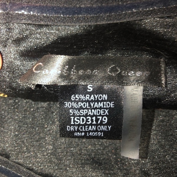 caribbean Queen Dark Blue Black Snake Print Cocktail Mini Dress Gold Zipper S - Picture 3 of 3